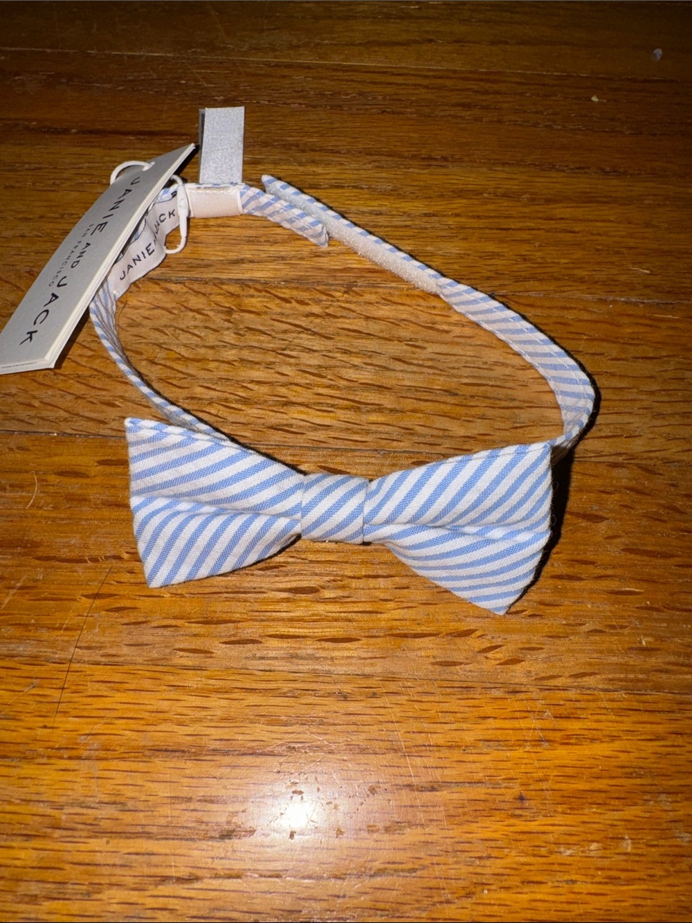 Janie and Jack Little Boy’s Light Blue and White Seersucker Bow Tie